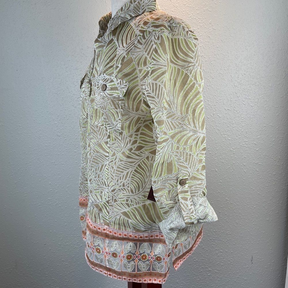 NWT Multiples Sheer Button Down Top Size L - Picture 4 of 11